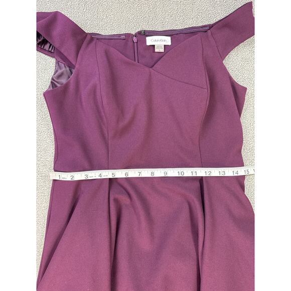 Calvin Klein Dress Formal High Low Off the Shoulder Plum Purple Size 8 - Picture 9 of 11